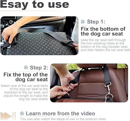 Miniatura 4 de Asiento elevador de automóvil para perros, altura interior de 6 pulgadas, asiento elevado para mascotas para perros pequeños de hasta 30 libras,