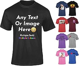 Varsany Personalised T Shirts Mens Womens Kids UK - Customised T Shirt with Any Text and Photo, Long-Lasting Printing - Design Your Own Custom T Shirt