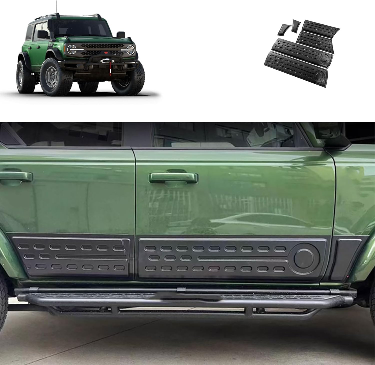 Body Side Trims Compatible with Ford Bronco 2024 2023 2022 2021 Body Side Door Molding Protector Cover Trims Exterior Car Accessories ABS 6PCS (Glossy Black Style)