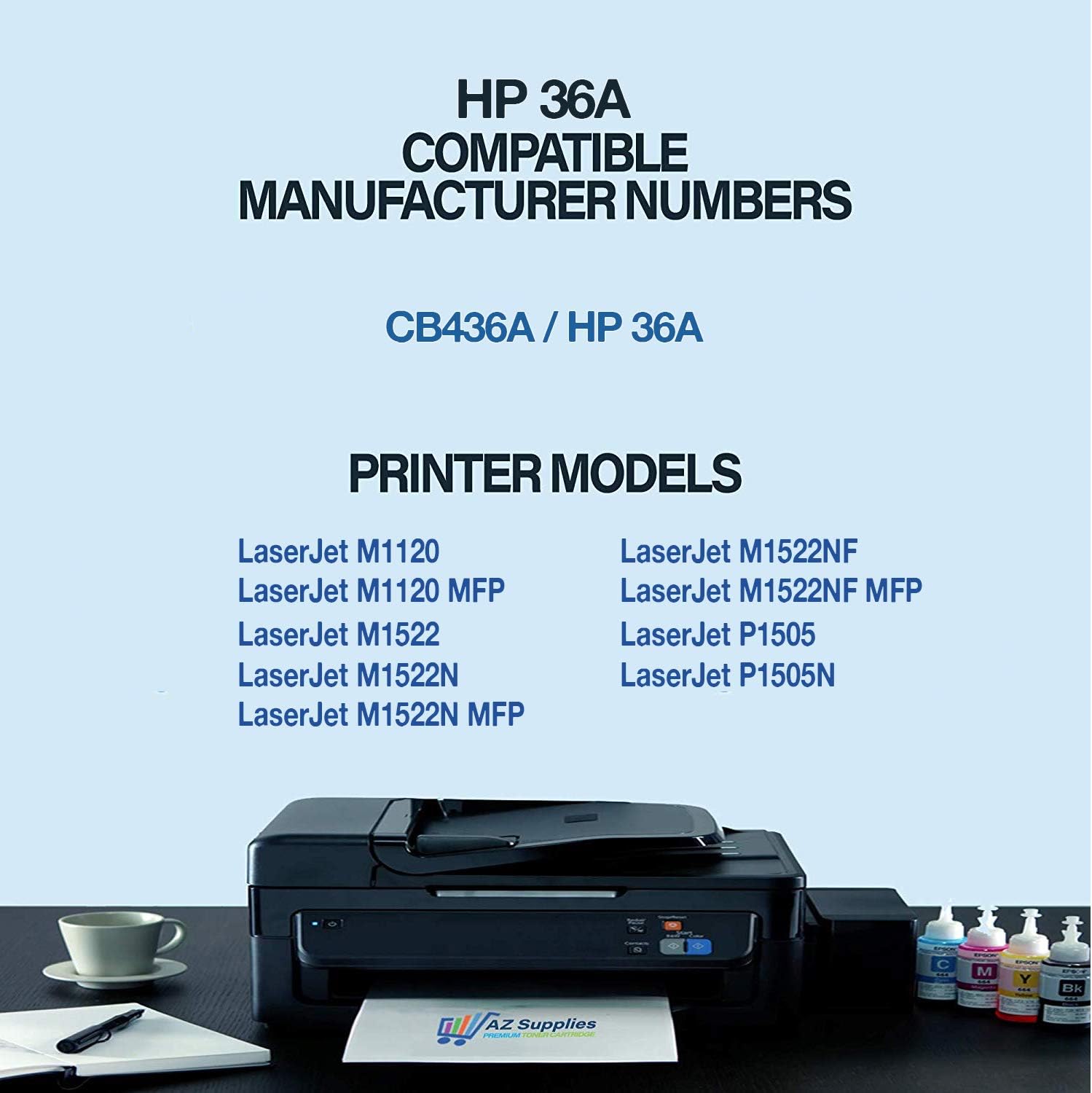 AZ SUPPLIES Compatible Toner Cartridge Replacement for HP 36A CB436A Laserjet M1120 M1120 MFP M1522 M1522N M1522N MFP M1522NF M1522NF MFP P1505 P1505N (Black - 1 Pack)