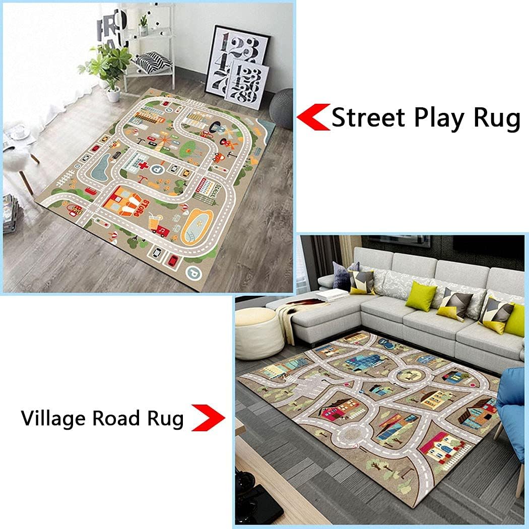 Kid Rug Carpet Playmat for Toy Cars and Train，Play Area Rug with Rubber Backing，Fun Throw Rug，Ideal Gift for Children Baby Bedroom Play Room(80×120cm/32×47in) Y2