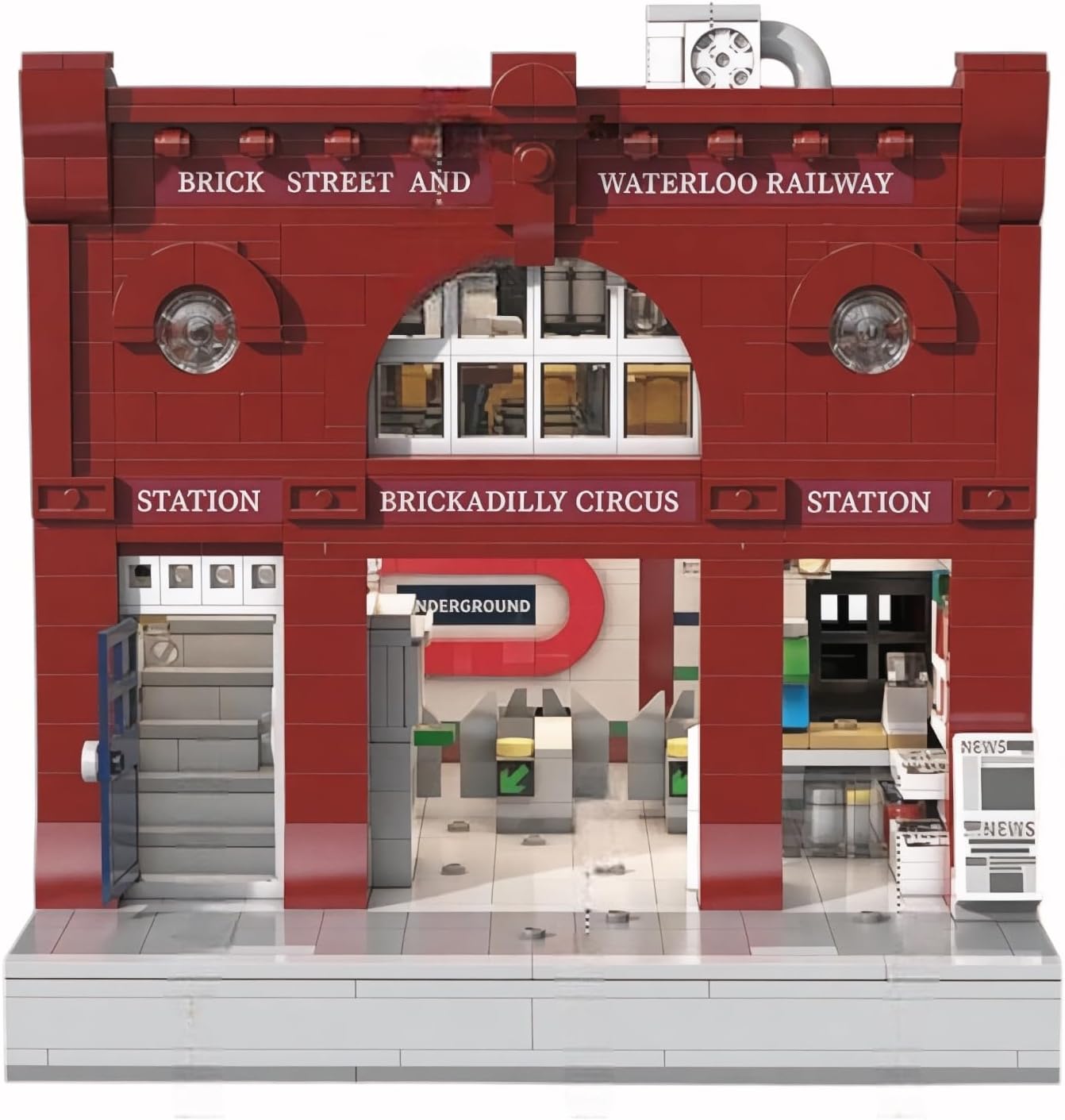 General Jim's London Underground Brickadilly Circus Two Floor 1836 PieceCity Modular Building Block Brick Street View Model Toy Set - for Teens and Adults