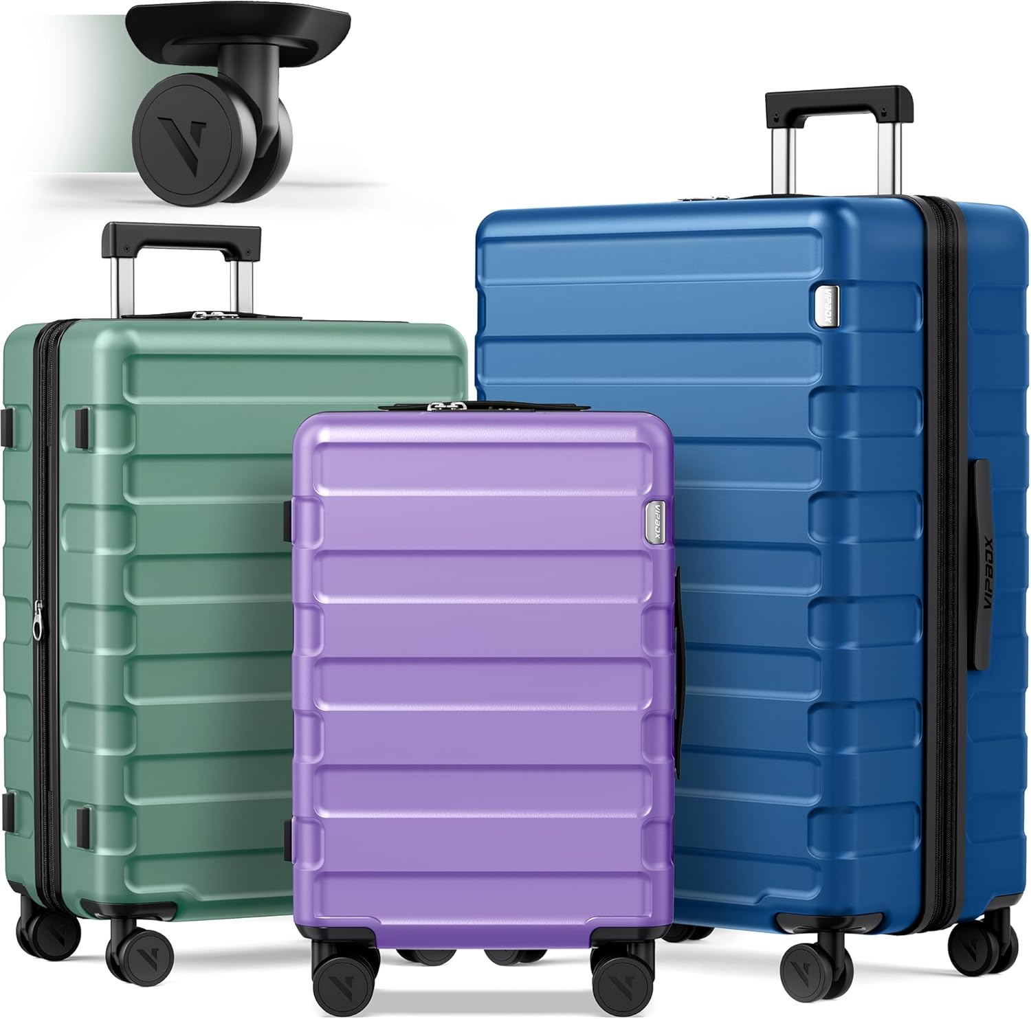 Luggage Sets 3 Piece (3-YEARS VIP SERVICE) Hardside Colorful Set Expandable Lightweight Polycarbonate Travel Suitcase with Wheels x1 TSA Approved Lock for Family, Couple, Sisters, Brothers