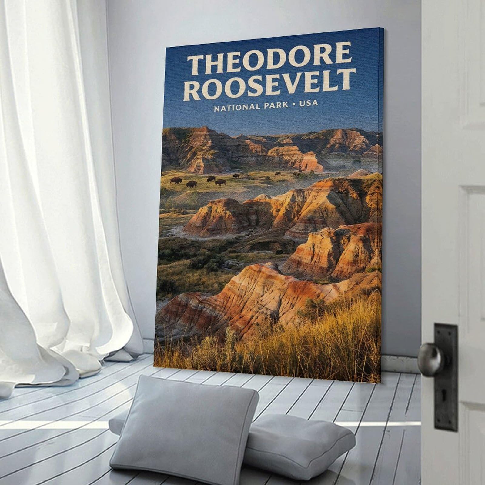 Junmoney Theodore Roosevelt National Park Wall Picture Print, 20x30inch(50x75cm), for New Home Styling, Lounge Or Bedroom, Home Artwork for Modern Interiors