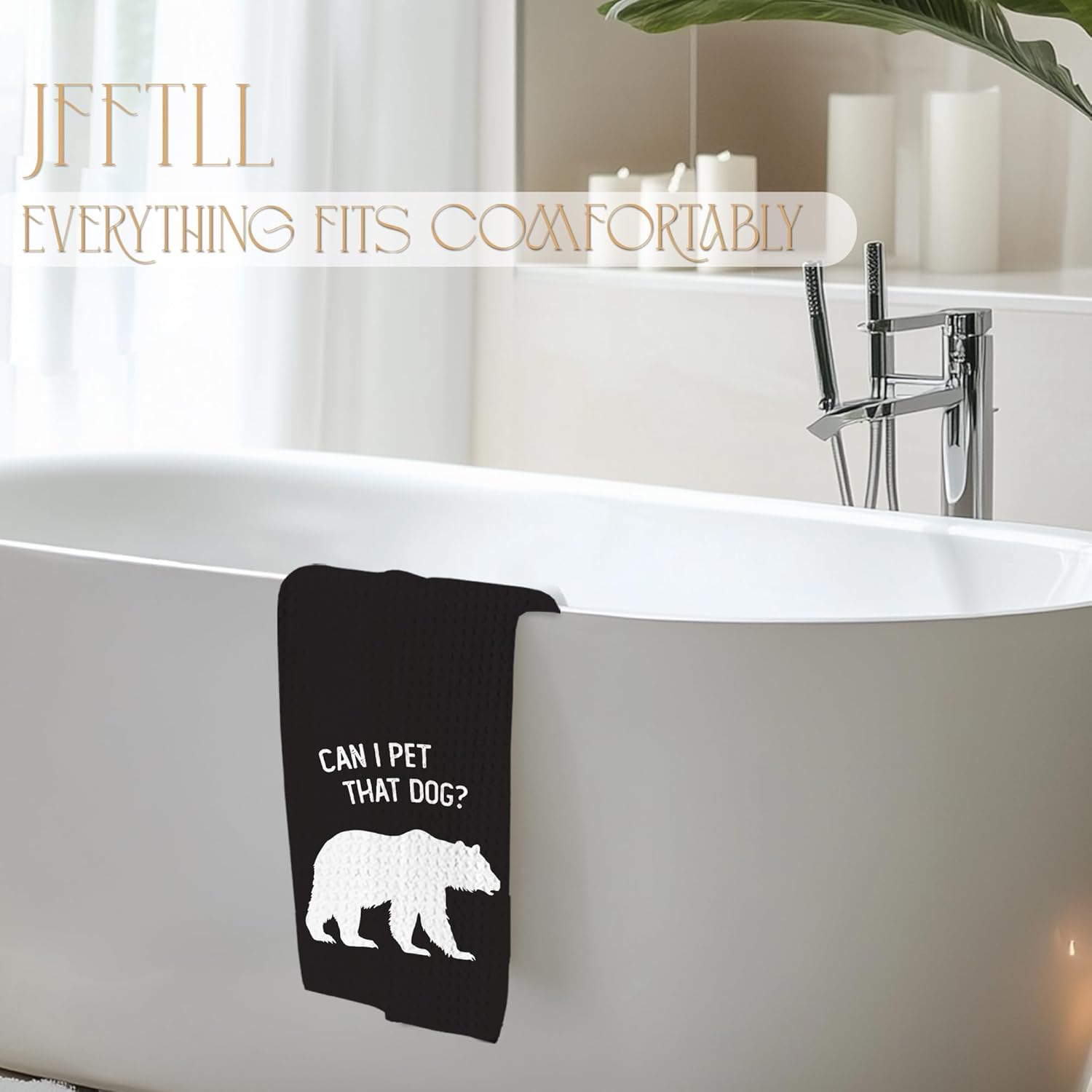 Funny Bear Kitchen Towels, Bear Gifts for Women Men Dish Tea Towels for Kitchen Decor, Can I Pet That Dog Wild Animal Decorative Hand Towel for Bathroom Decor, 16x24 Inch