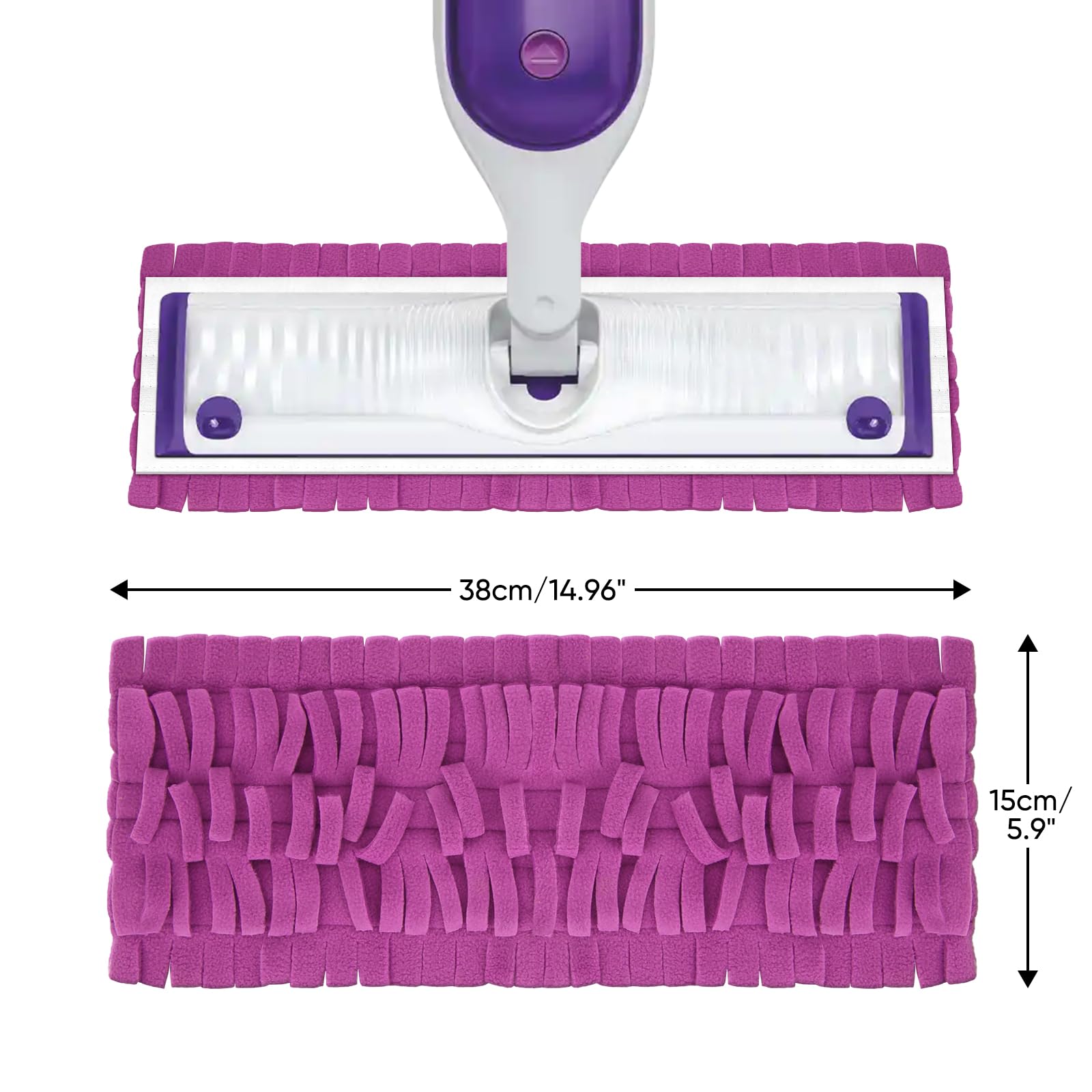 Lot de 8 recharges pour balai à franges Swiiffer Power Mop Multi-Surface Wood Mop - Lavables et réutilisables - En microfibre - Pour tous les sols - 2 jaunes + 2 violets + 2 bleus + 2 gris