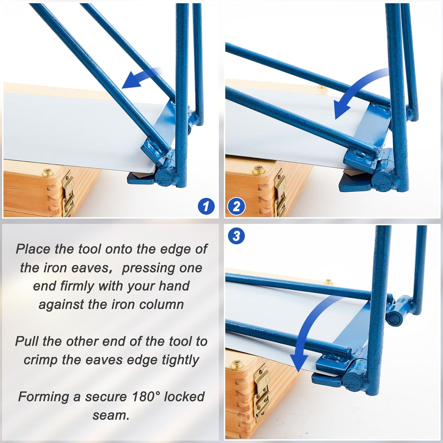 Eaves Seam Locker 7.9 x 11.5 Inch Metal Roofing Standing Seam Lock Tool Drip Edge Hemming Bender for Roofer Sheet Metal Workers(Blue)