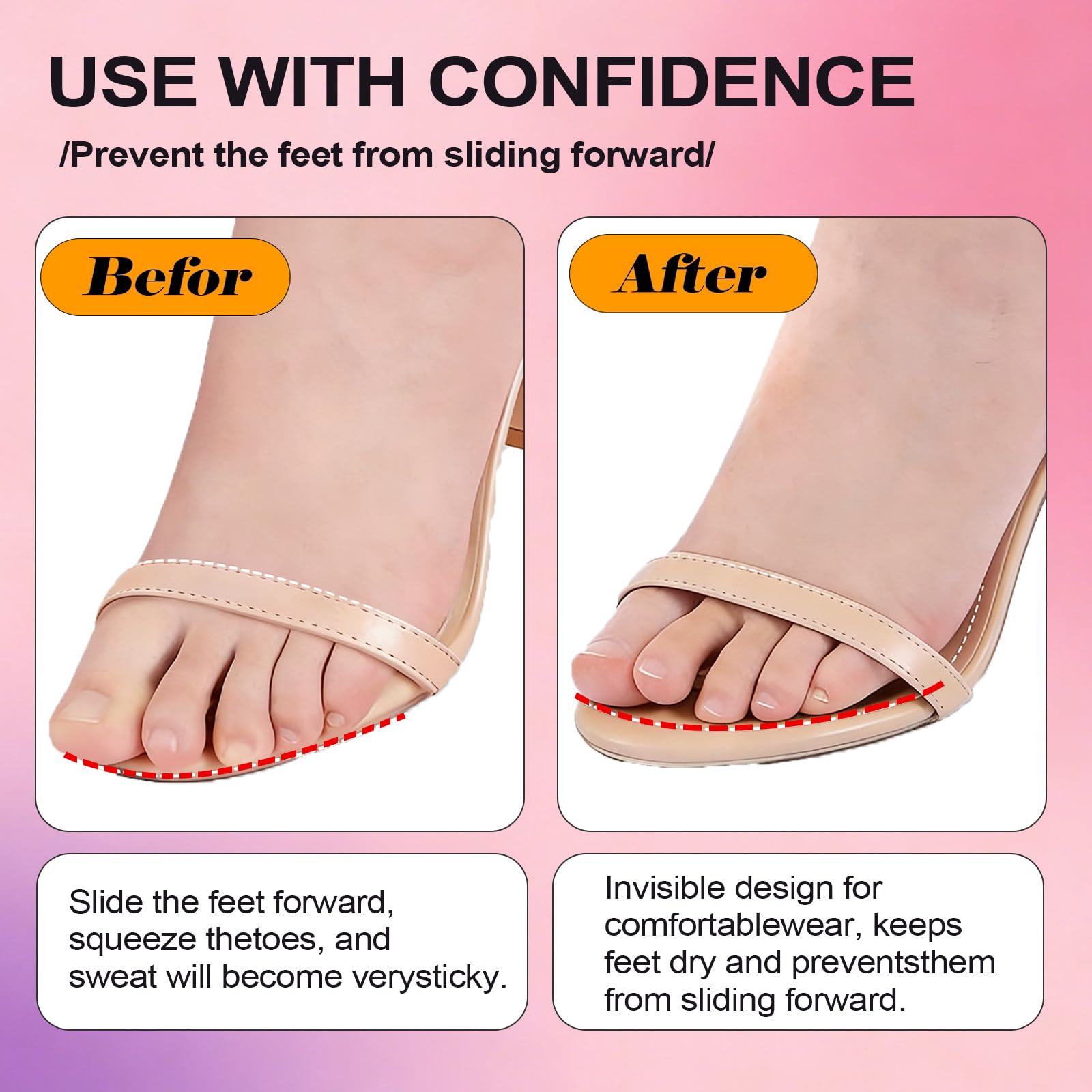 Ashoesert 3/4 unsichtbare High-Heel-Kissen für Damenschuhpolster