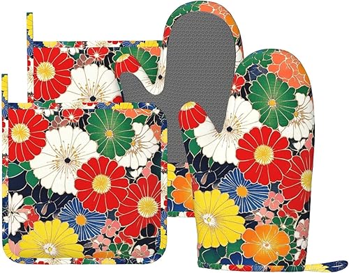 Miniatura 35 de Manoplas de horno y agarradores de ollas de mármol blanco y oro de silicona, accesorios de cocina de 4 piezas, guantes largos resistentes al calor