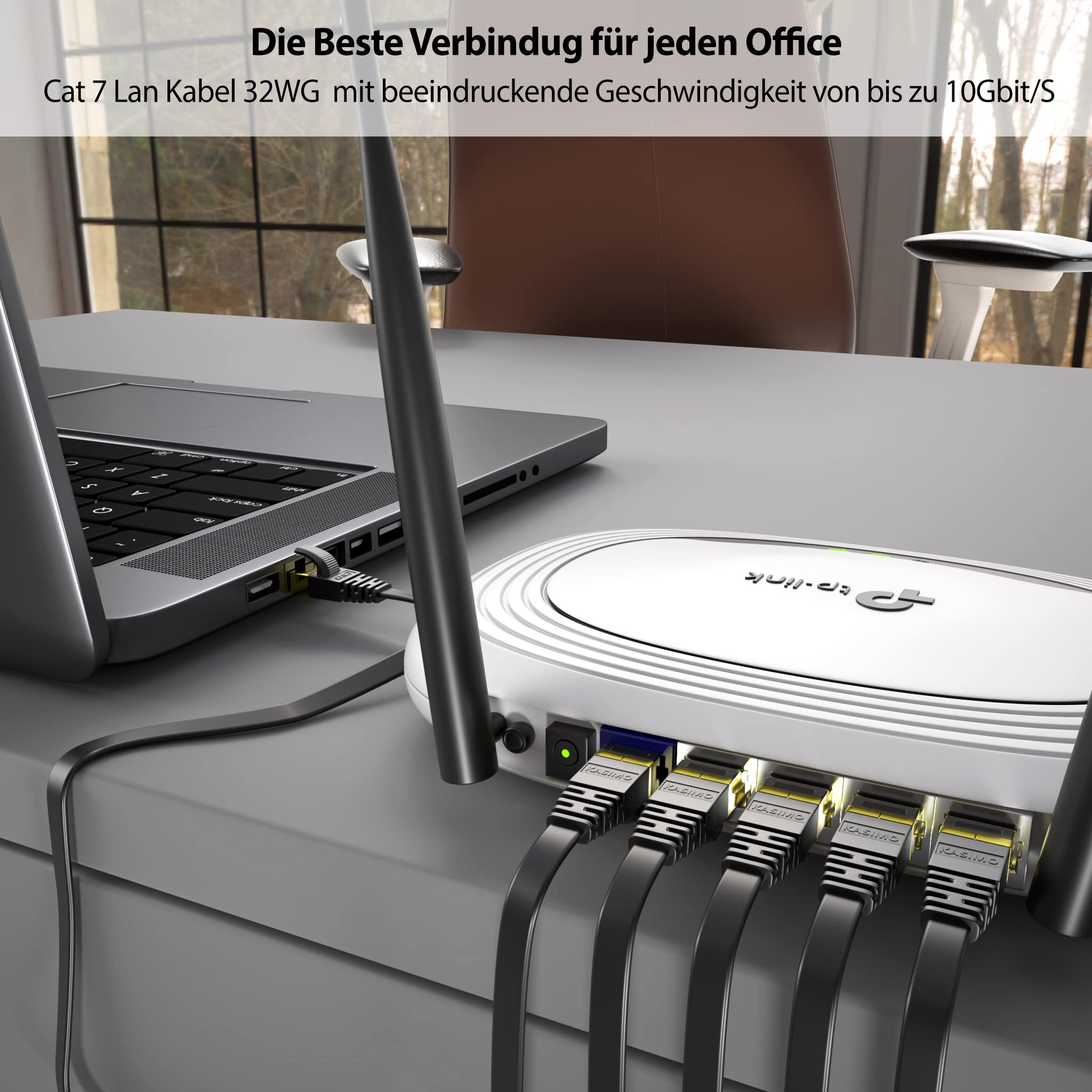 KASIMO Cat 7 Ethernet-Kabel, Gigabit-LAN-Netzwerkkabel, RJ45, High-Speed, flach, Ethernet-Kabel, 10 Gbit/s, 600 MHz/s, STP, kompatibel mit PC, Spielekonsole, PS4, PS5, Switch, Modem, Smart TV,