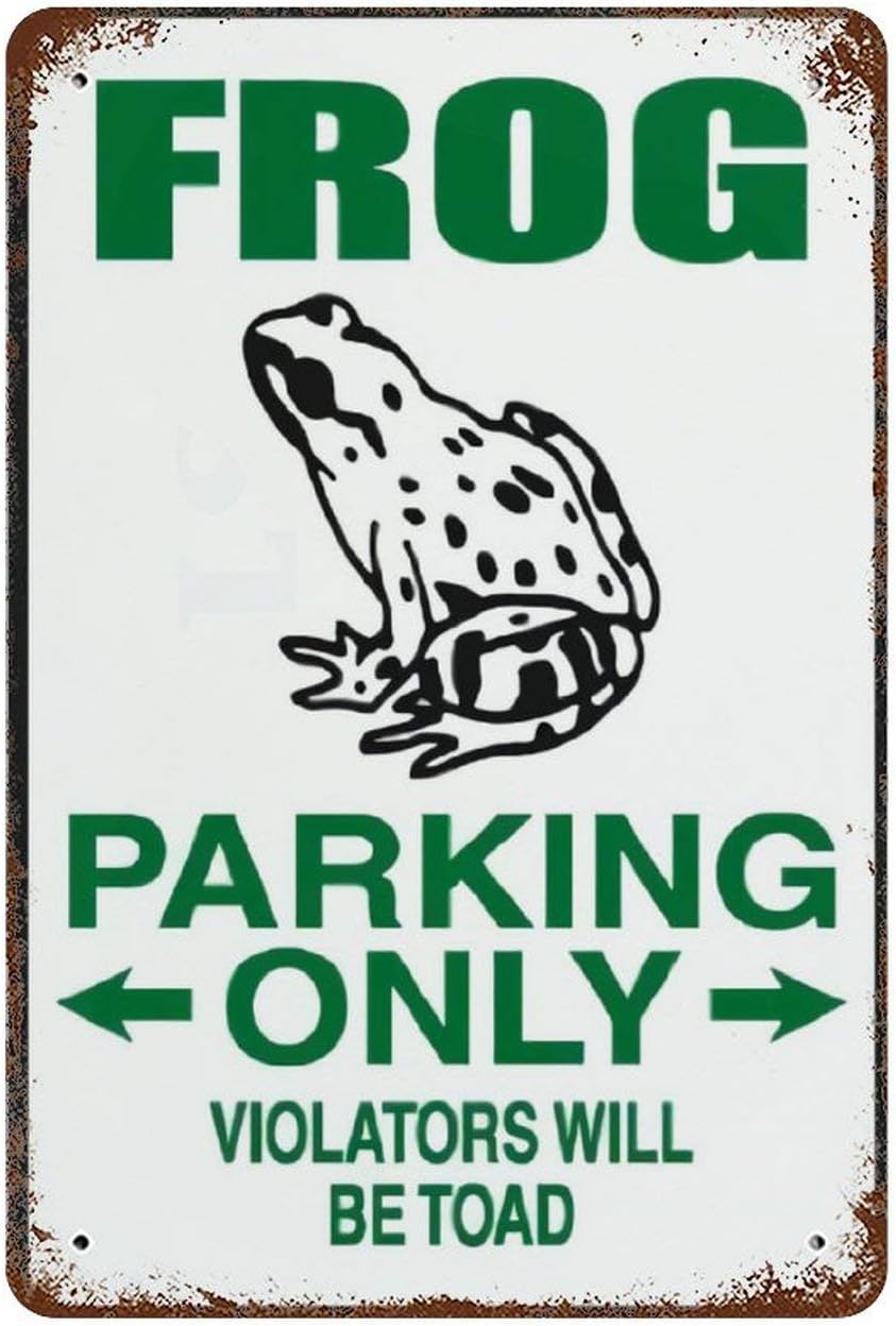 Letrero de metal retro nostálgico de rana Parking Only Violators Will Be Toad para decoración de pared, decoración de pared, 8 x 12 pulgadas