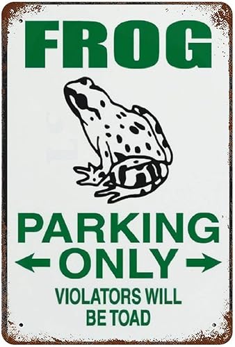 Letrero de metal retro nostálgico de rana Parking Only Violators Will Be Toad para decoración de pared, decoración de pared, 8 x 12 pulgadas