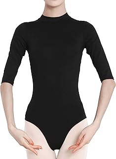 Dance Elite - Ruth - Dance Leotard For Women - Womens Dance Leotard, Turtleneck, 1/2 Sleeve, Double Teardrop Back