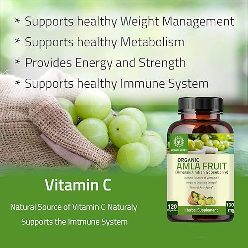 Miniatura 5 de Cápsulas Amla (Phyllanthus Emblica) - Amalaki amla 120 cápsulas  Superalimento antioxidante natural  Suplemento herbario hecho con polvo de fruta