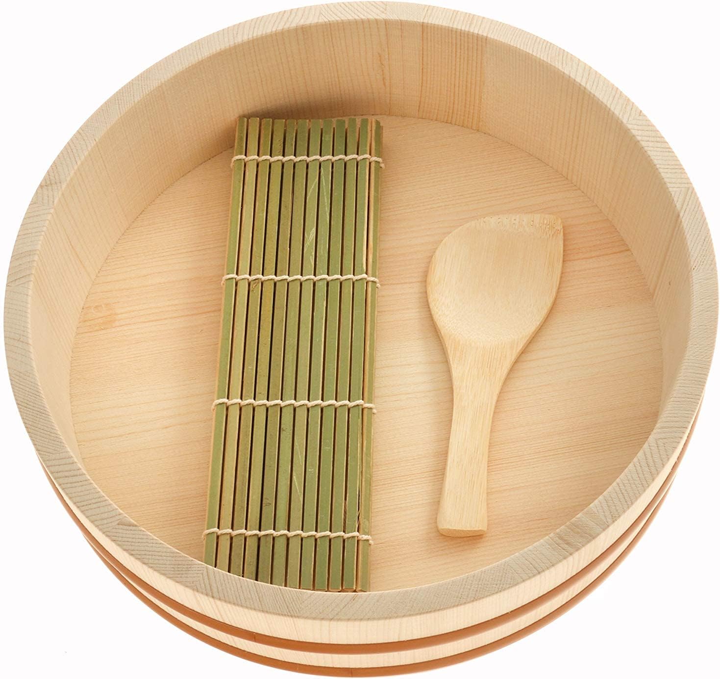 BambooMN Hangiri Oke – Vasca In Legno Per Raffreddare Il Riso Del Sushi, 36 Cm, Extra Large - 6