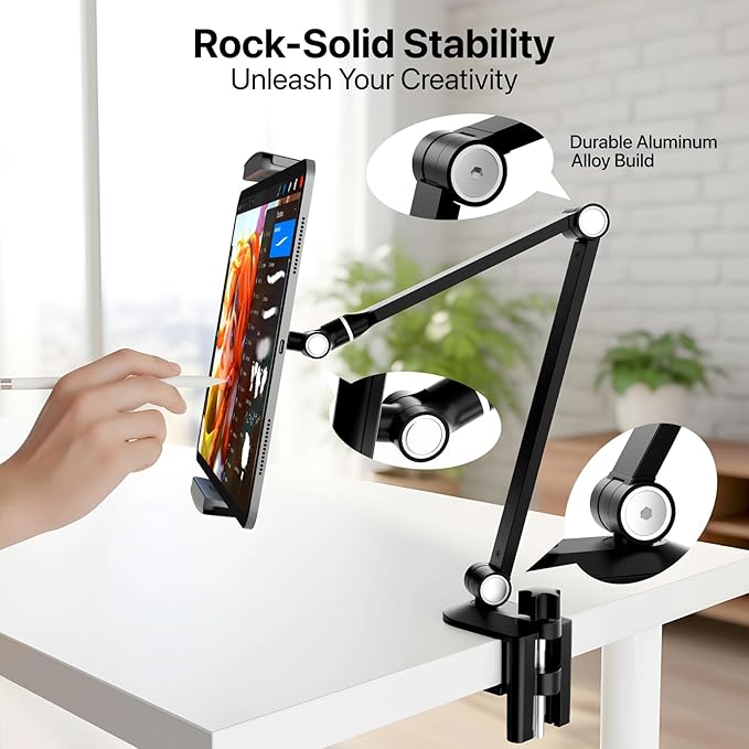 Soporte Ajustable para Tablet ROADOM con Base Giratoria 360° para 6.3-16" miniatura 2