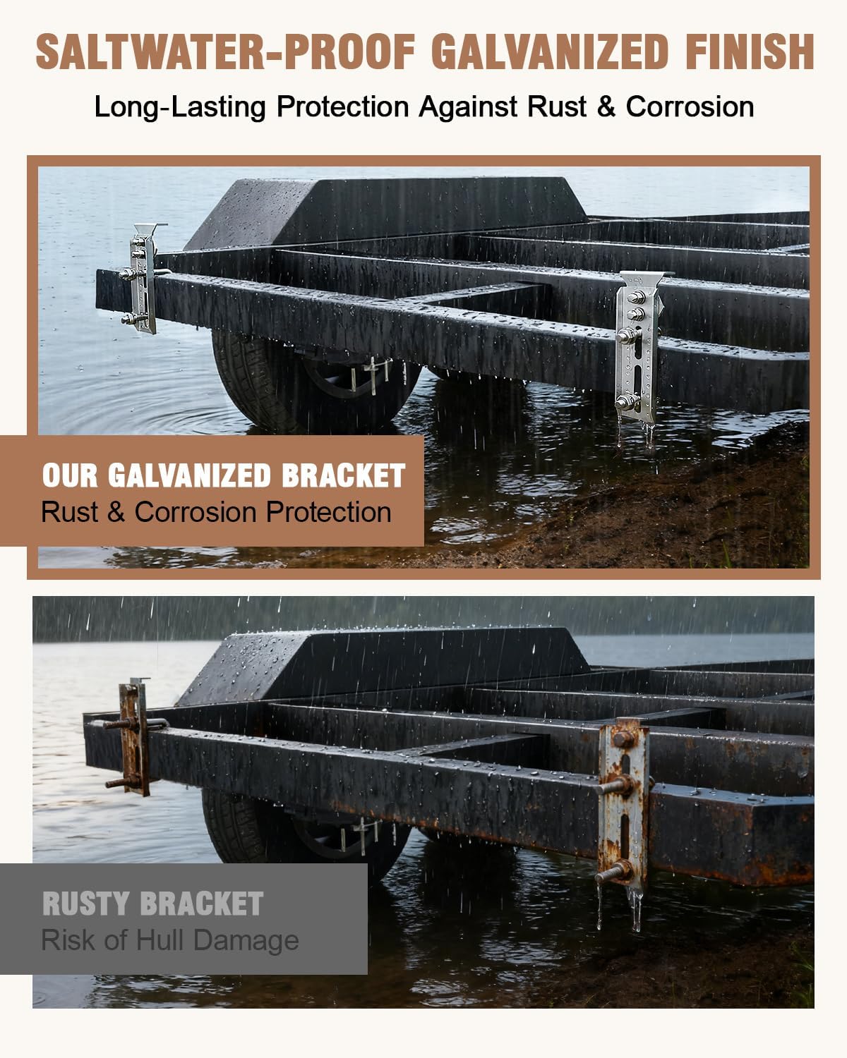 Upgraded Boat Trailer Bunk Brackets Galvanized Bunks Bracket for 1.5" x 3", 2" x 3", 3" x 3" Boat Trailer Beam Crossbars Accessories