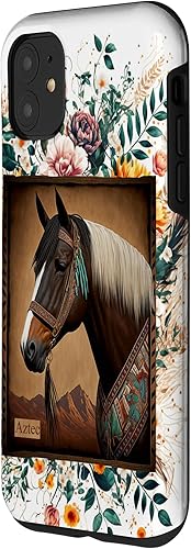 Miniatura 2 de Funda para iPhone 11 con diseño de caballo azteca occidental funda floral de granero