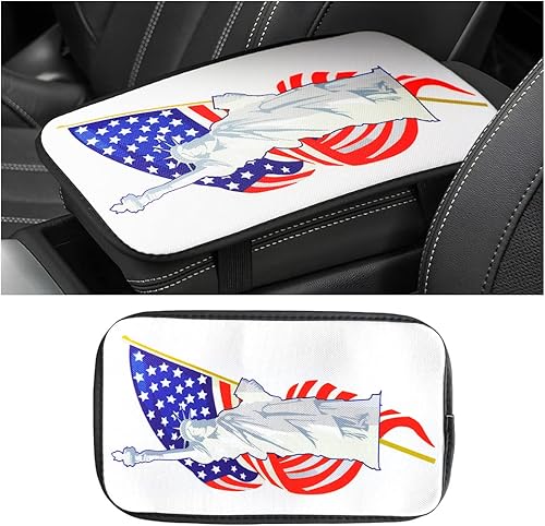Miniatura 7 de Almohadilla de consola central de bandera estadounidense funda de asiento para reposabrazos de automóvil para mujeres y hombres almohadilla