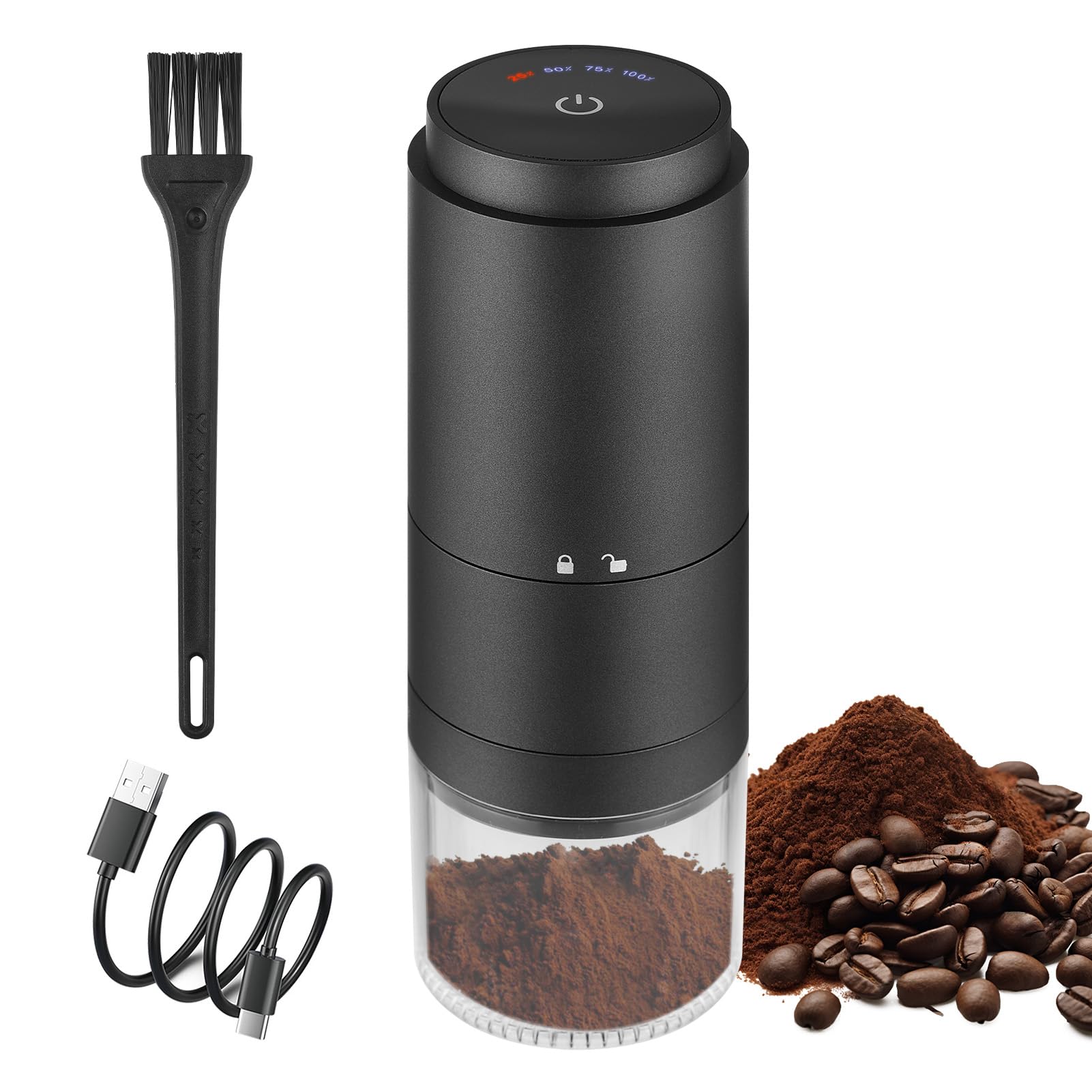 Moulin à grains de café électrique portable Walmeck avec écran digital
