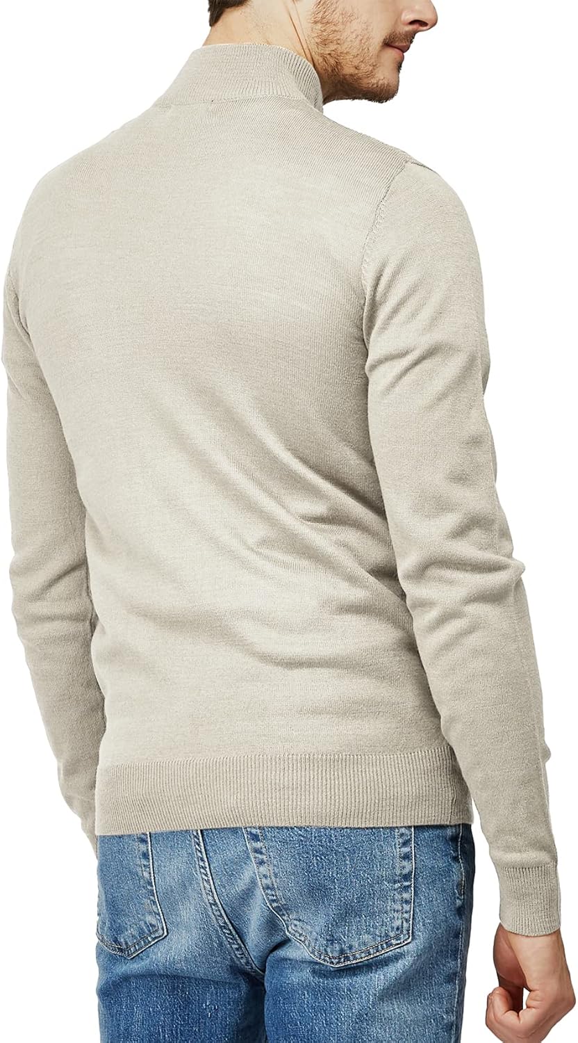H2H Mens Quarter Zip Pullover Sweater Casual Slim Fit Polo Sweater - Image 4