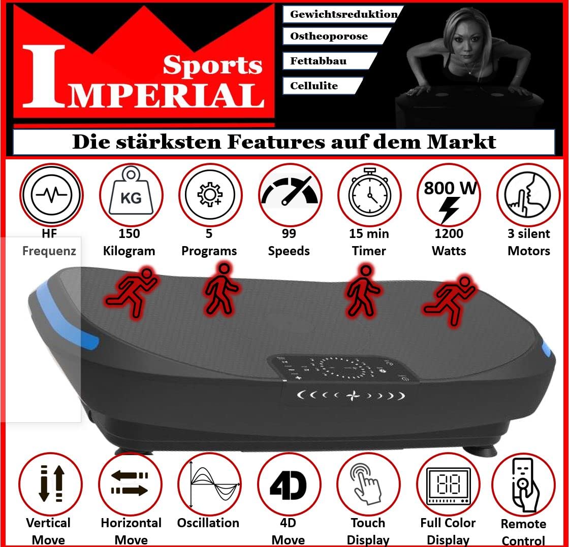 Pedana Vibrante 4D Imperial Sports VP-700 - Vibrazione E Oscillazione, 5 Programmi, Touch Screen, Accessori - Foto 2