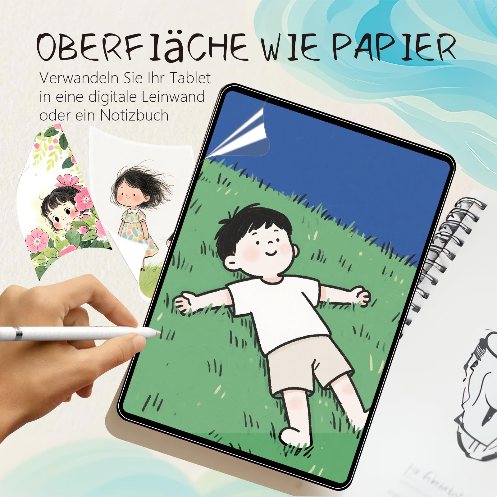 [2 Stück] Papier Schutzfolie für iPad A16 11./10. Generation (11/10,9 Zoll, 2025/2022), Matte Blendfrei Displayschutzfolie,Einfache Installation,Angenehmes Schreiben wie auf,zum Zeichnen und Notizen