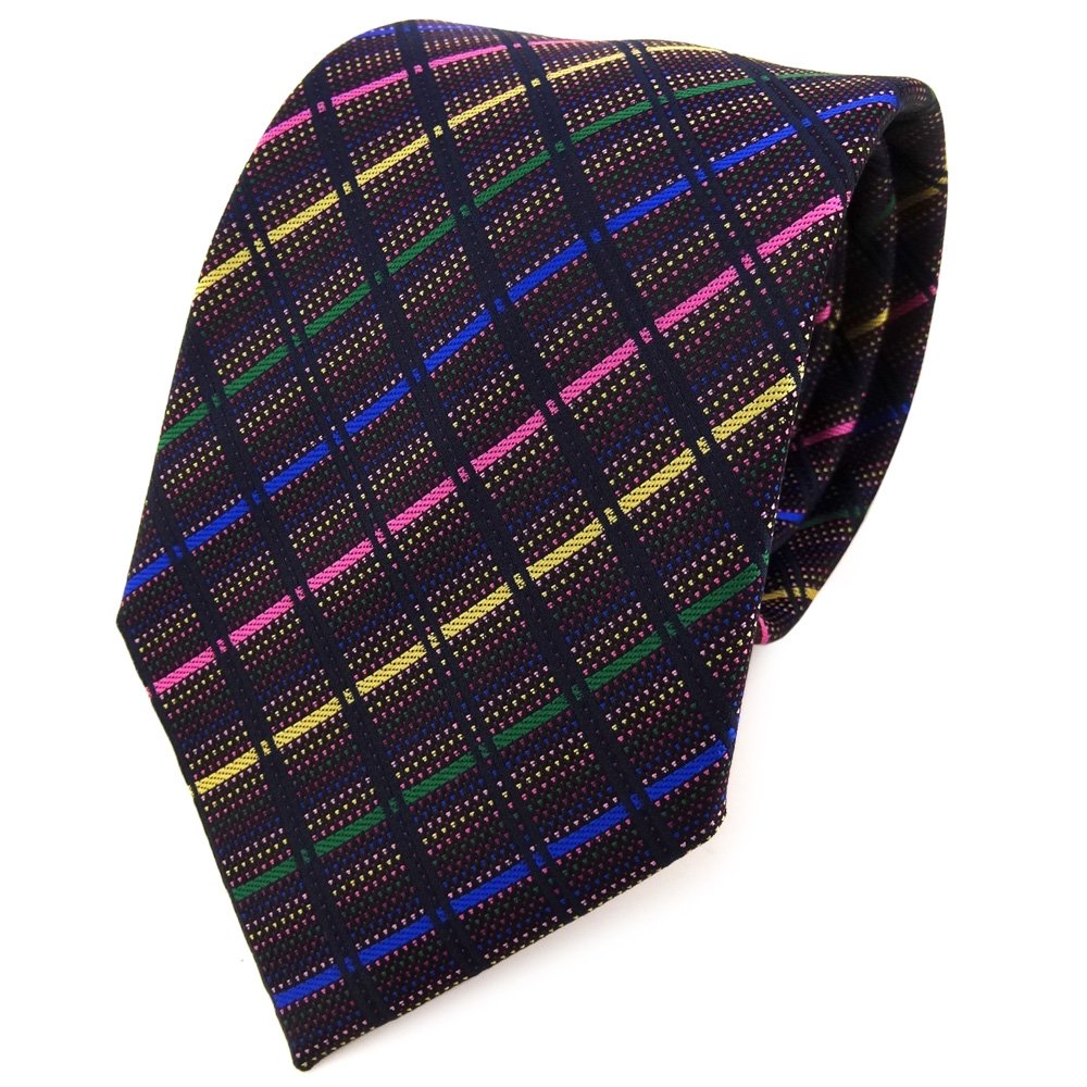 Tigertie Gold Rosa Blau Grün Schwarz Designer Tie Necktie In Gold Pink Blue Green Black Striped - Necktie