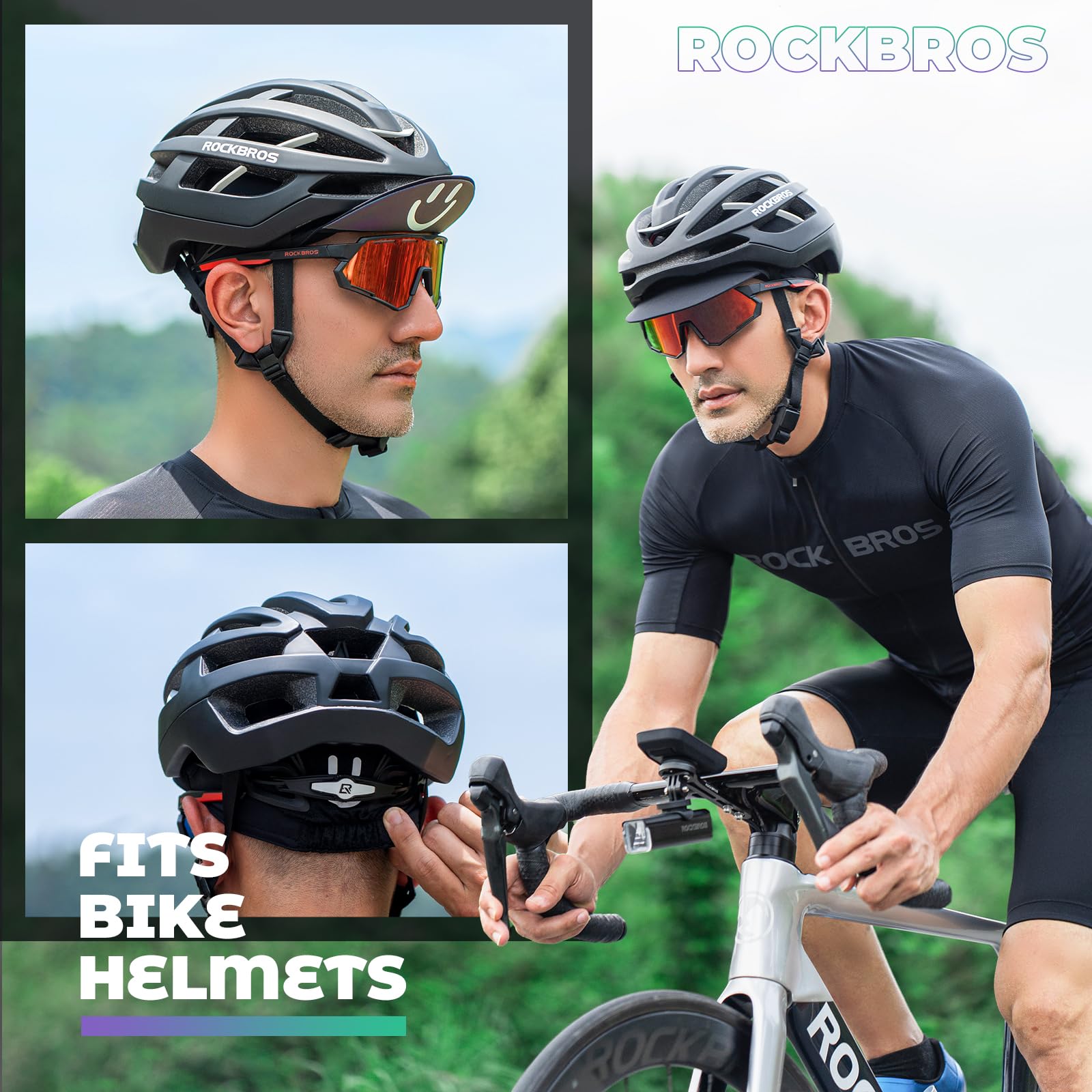 ROCKBROS Gorra de Ciclismo para Hombre Mujer, Gorra con Visera Bajo Casco Transpirable Cortaviento para Running Pesca Senderismo Deporte