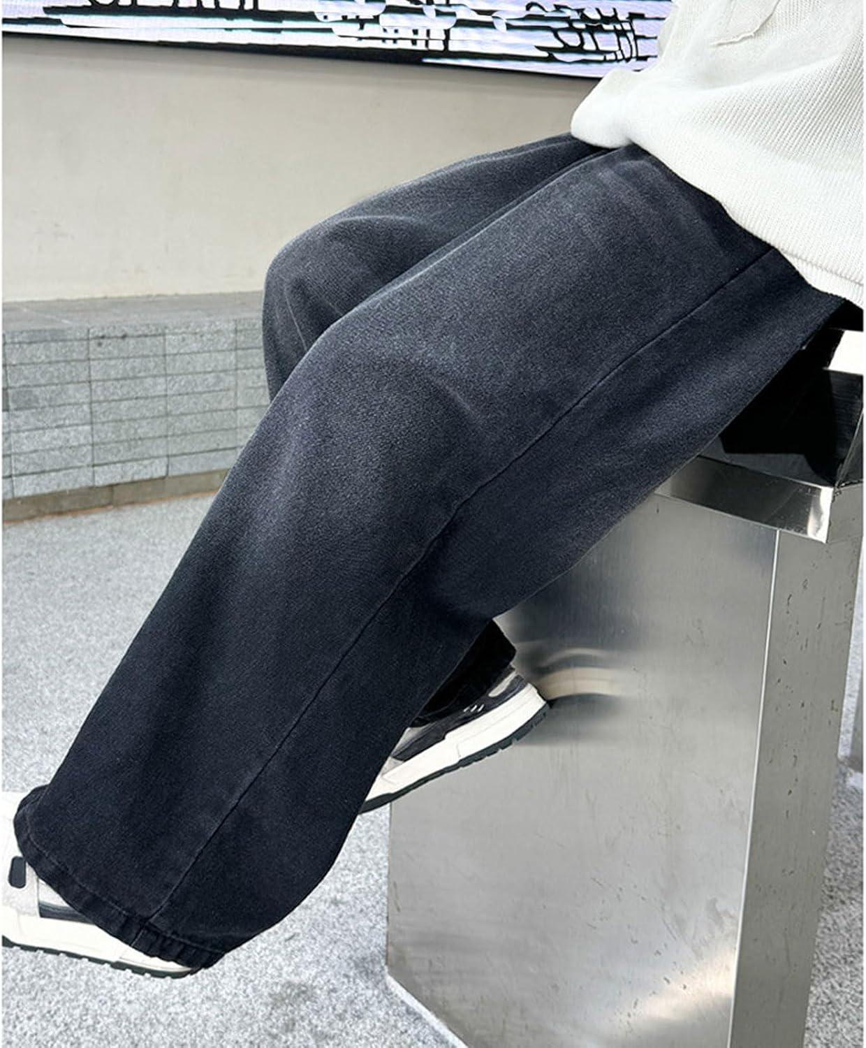 Boy's Baggy Jeans Elastic Waist Pull On Denim Pants Classic Straight Wide Leg Jeans for Kids 6-14 Years - Image 4