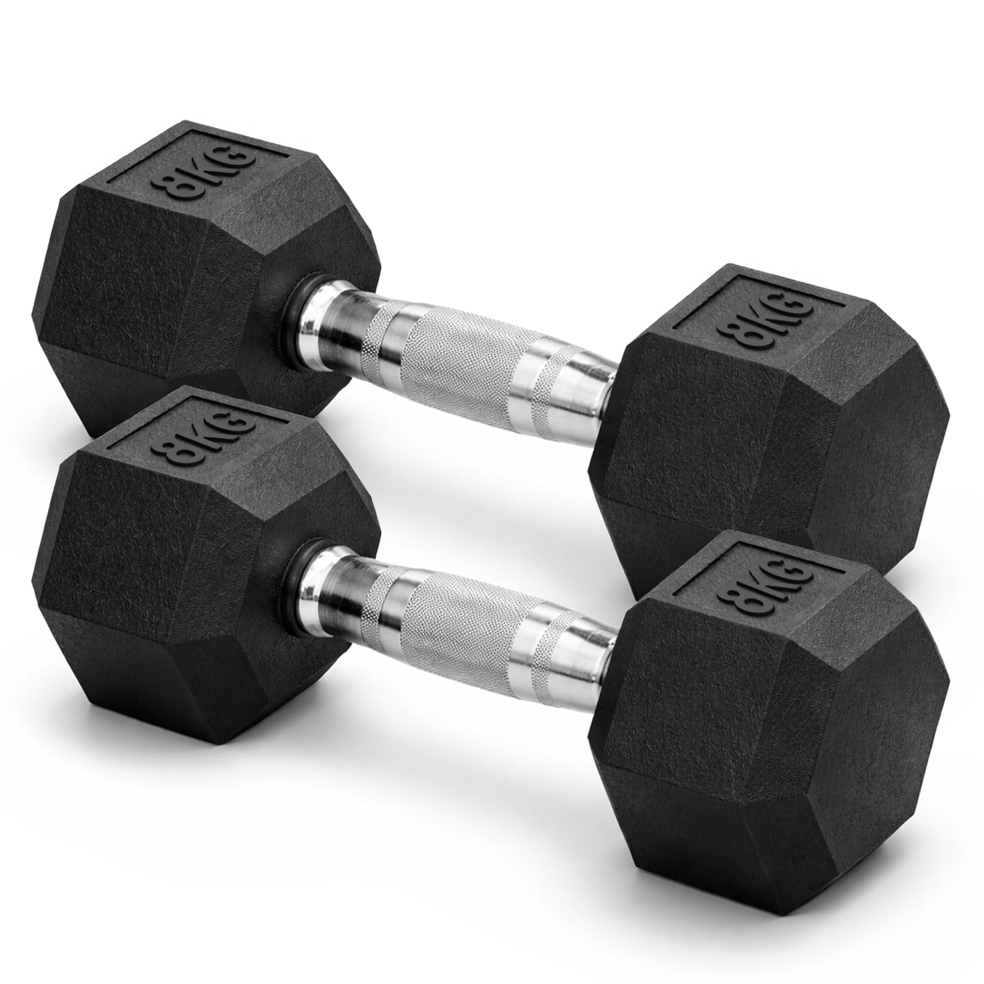 ZENO Dumbbells Set | Weights Dumbbells Set | Metal Dumbbell Pair | Hex Dumbbell For Workouts, Home Training, Gym | Anti Slip & Anti Roll Weights (Black, 16KG (2 X 8KG))