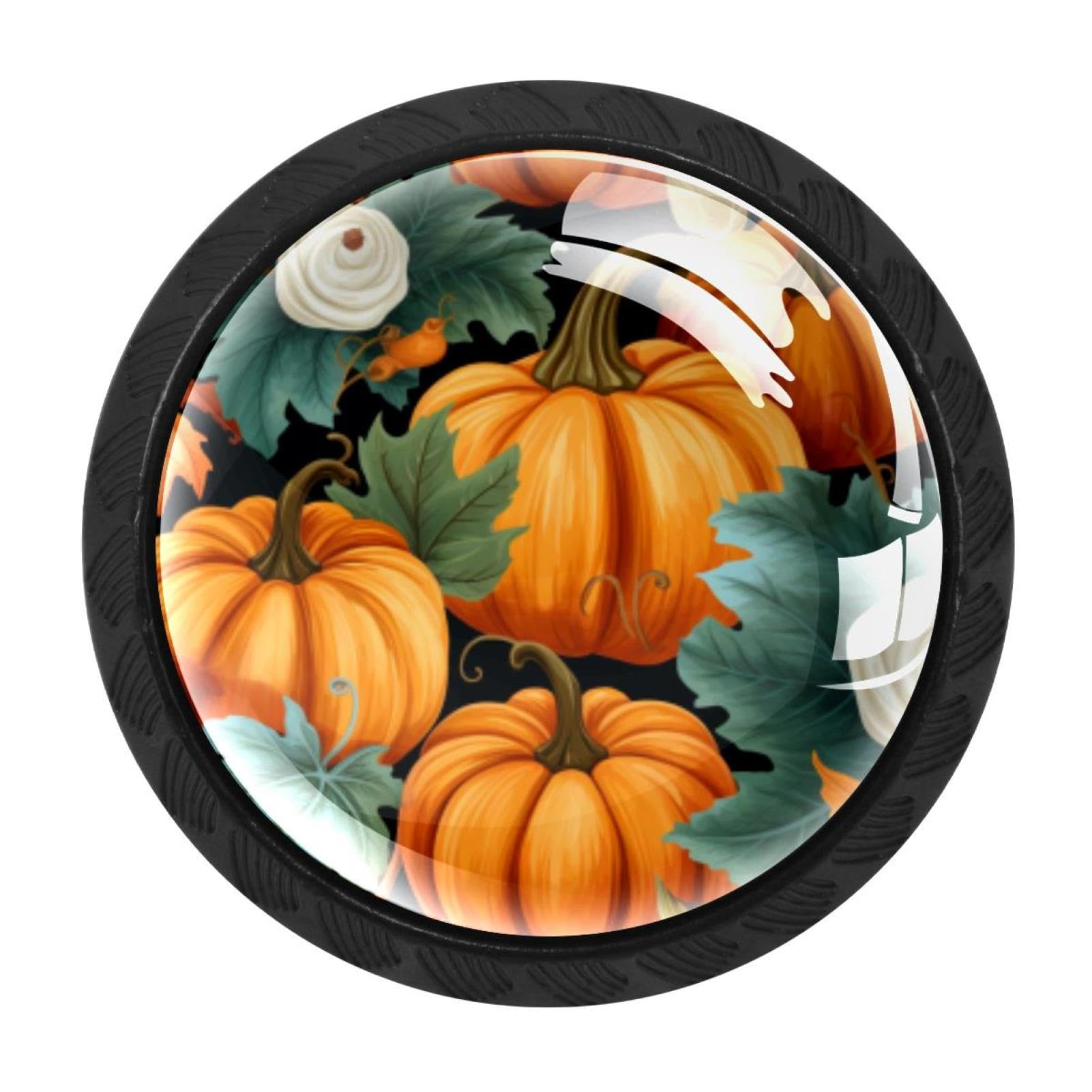 CHENZZZZ 4 Pieces Thanksgiving Pumpkin Drawer Knobs, 35mm Black Cabinet Knobs, Drawer Pulls and Knobs, Dresser Drawer Knobs, Cabinet Hardware Kitchen Cabinet Knobs