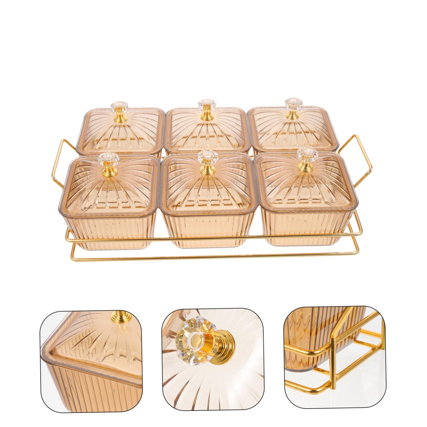 OUNONA Plato de Aperitivos Decorativo de Hierro Dorado con 6 Compartimentos para Fiestas y Reuniones, Adecuado para Servir Snacks y Ensaladas Grandes