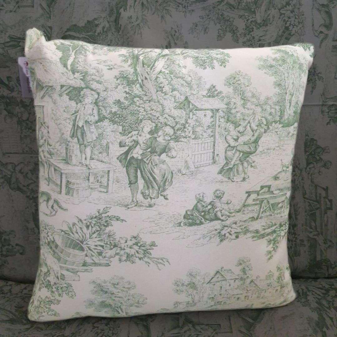 RICAMI FIORENTINI BALDI Coppia di copricuscini cm 50x50, cotone robusto Toile de Jouy, set 2 federe per cuscini arredo con zip. Misure personalizzabili (cm 50x50)