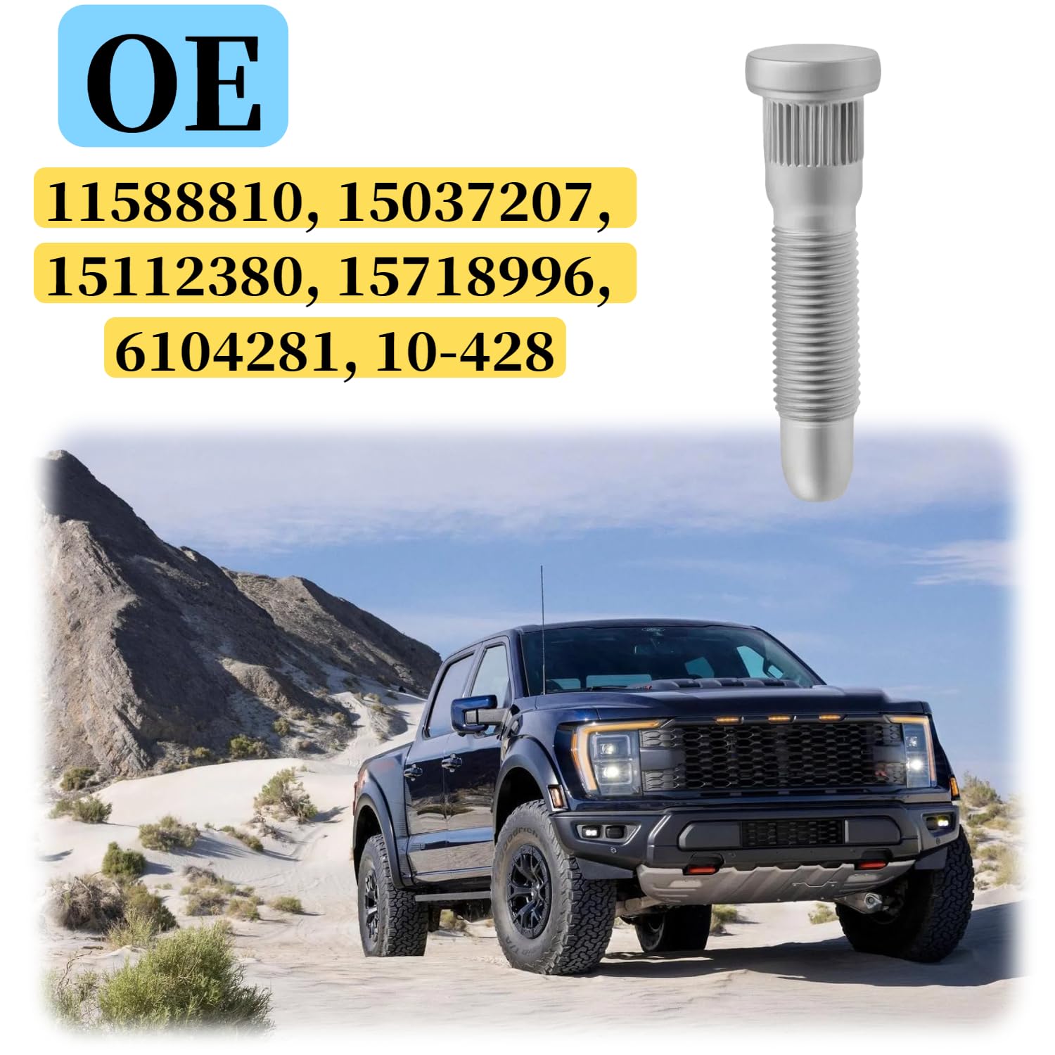 12Pcs 11588810 M14 x 1.50 Long Serrated Wheel Studs Compatible with Chevrolet Silverado 3500 HD 2007-2010 Tahoe Express GMC Sierra Yukon Cadillac Hummer Replacement for 10-428, 15112380, 15718996