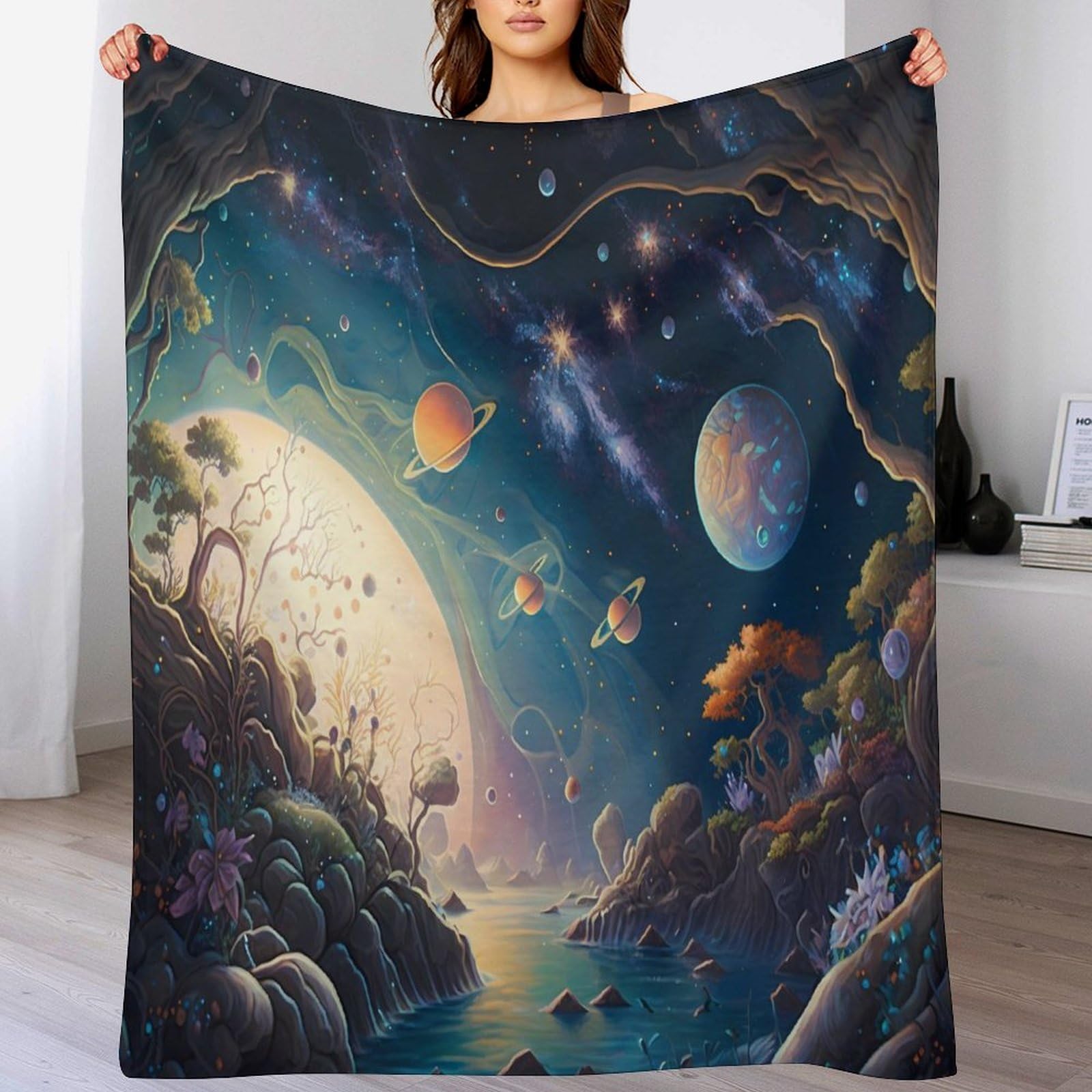 Manta de franela suave y duradera con diseño Fantasy Landscape premium