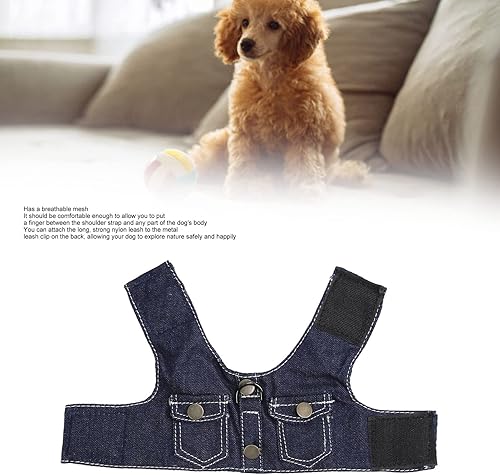 Miniatura 3 de Arnés para perro con correa multifunción para perro, ligero, suave y ajustable, no ahorca, a prueba de escape, chaleco para mascotas, chaleco azul