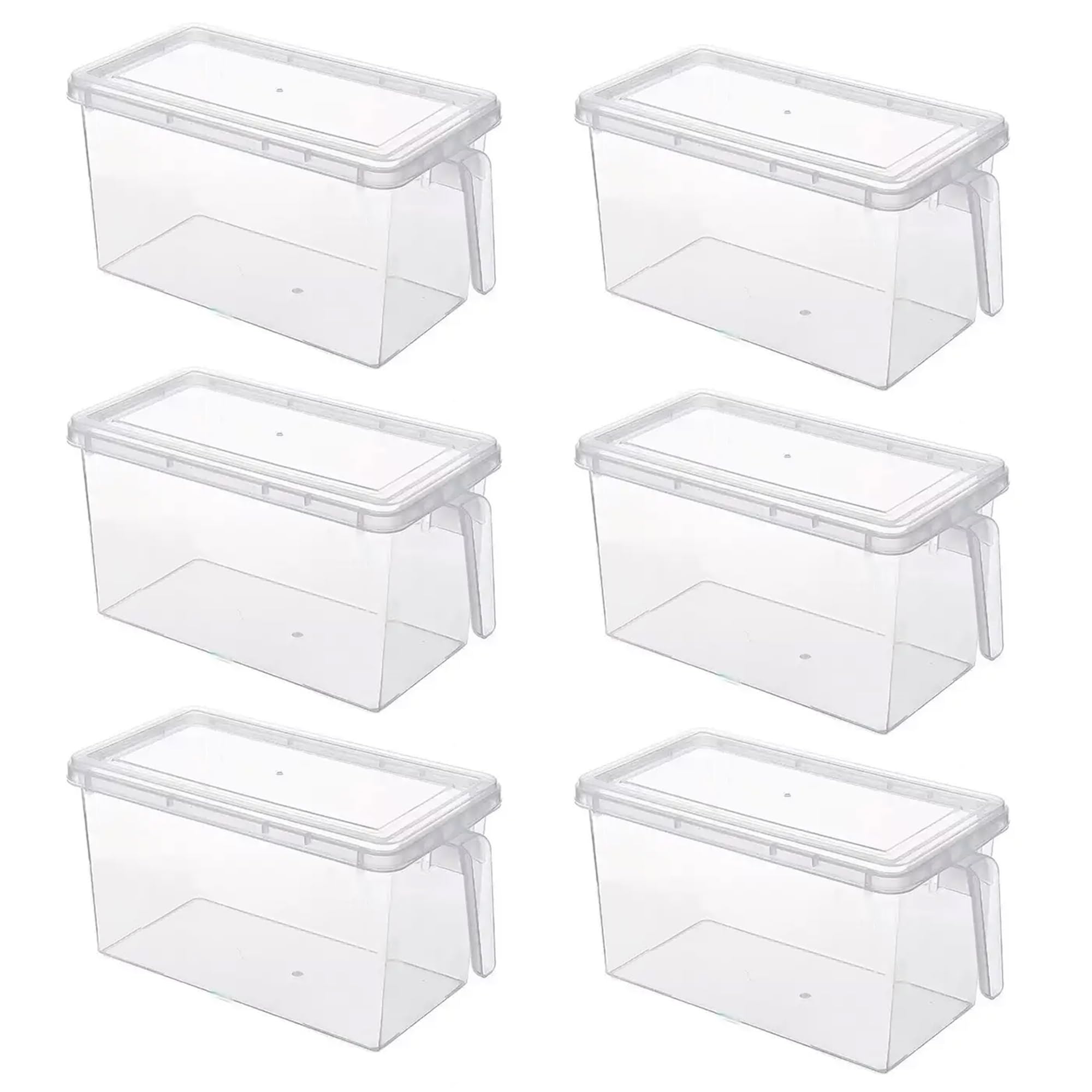 REKORefrigerator Organizer Bins with Lid, 6 Pack Plastic Organizer Bins Fridge, Cabinet, Kitchen, Countertops, Cupboard, Freezer Organization and Storage, BPA Free
