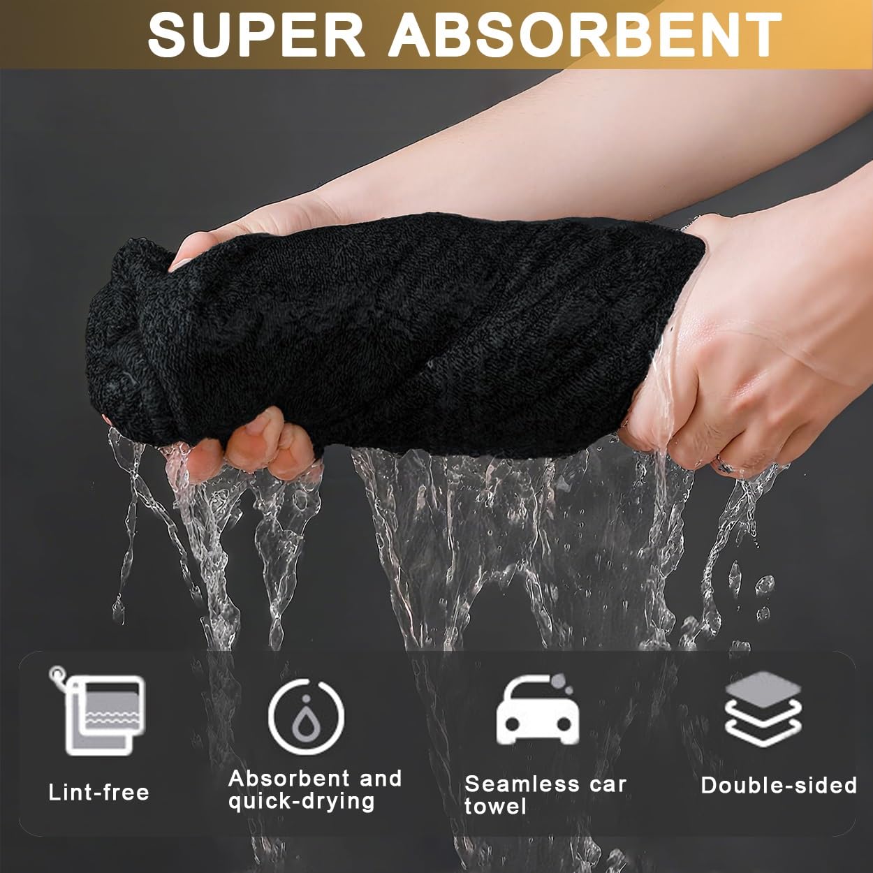 6-teiliges Set Badezimmer-Trockentücher, Premium-Auto-Trockentücher, große, gedrehte Mikrofasertücher, for die Autoreinigung, for Entfernen von Wasser in Dusche und Bad(40cmx60cm)