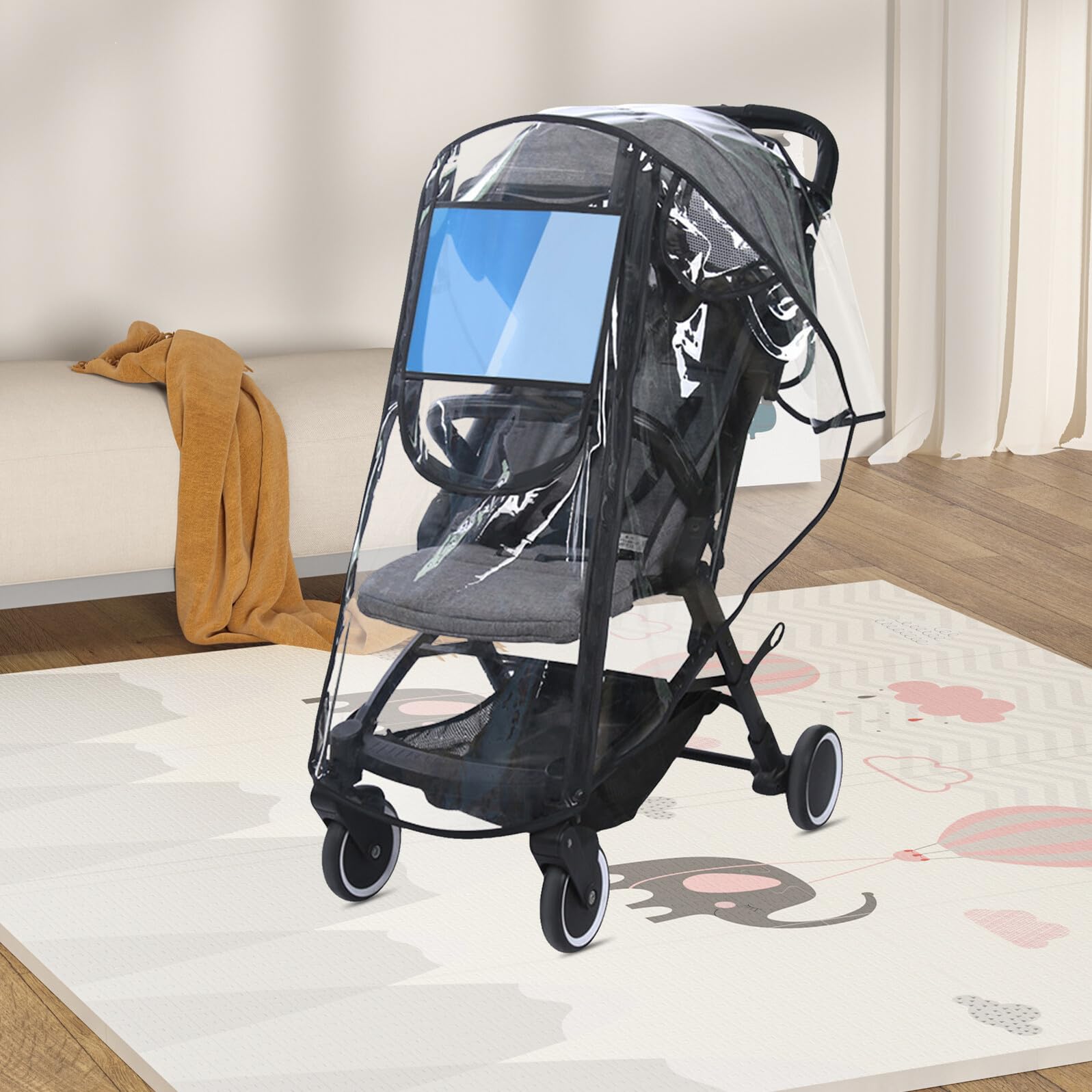 TOYANDONA Regenschutz für Kinderwagen und Bollerwagen Winddicht Transparente Abdeckung Atmungsaktiv Passgenau für Babys und Kleinkinder