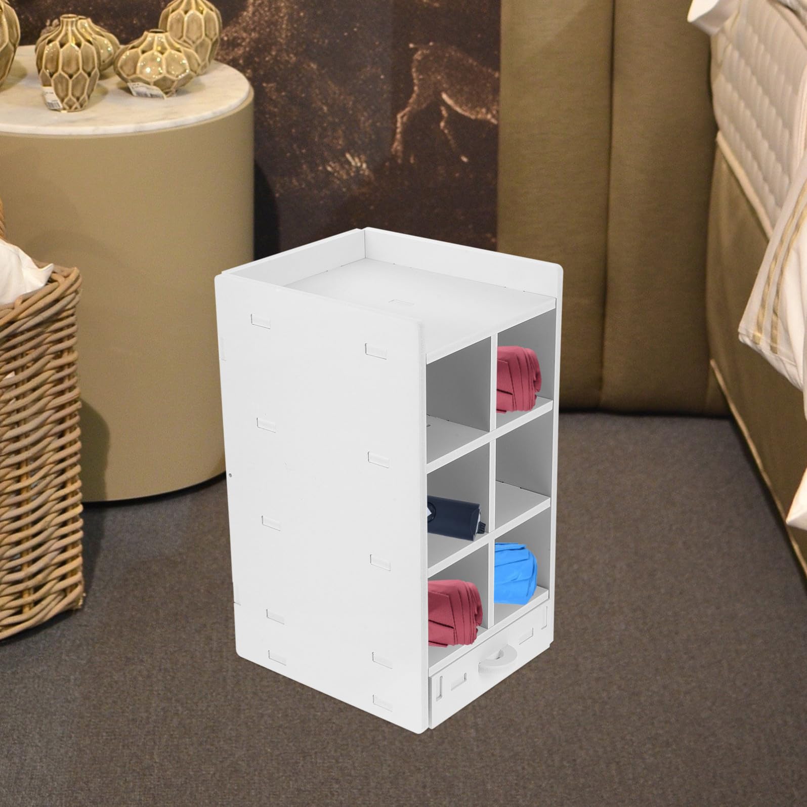 IMIKEYA Portaombrelli da Ingresso in Legno Bianco, Design Multi-griglia | Struttura da Terra, Lavabile e Facile da Pulire, per Casa e Uso Commerciale