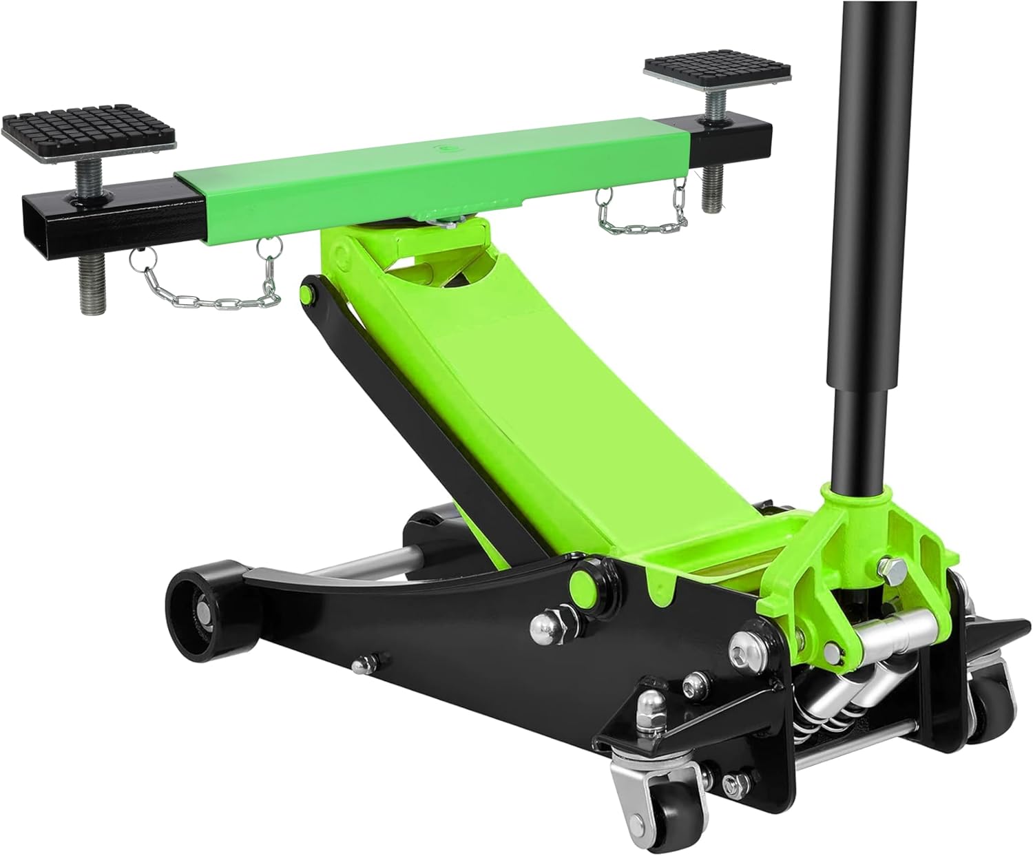 2 Ton Floor Jack Cross Beam Adapter with Rubber Pads Heavy Duty Adjustable Lifting Beam Engine Hoist Shop Crane Universal Vehicle Lifting Tool for Garage Outdoor Garden DIY Steel Black and Green