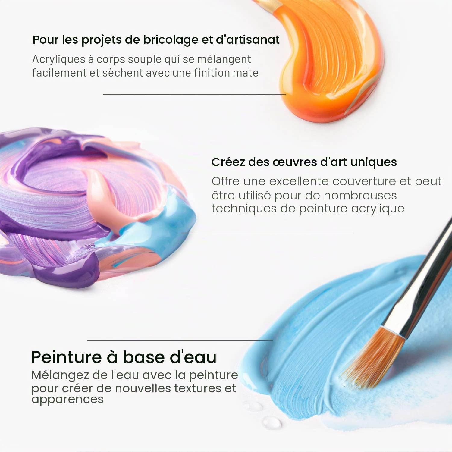 ARTEZA Set de peinture acrylique artisanale, 20 teintes vintage, bouteilles de 60 ml, à base d'eau, finition mate, set d'acrylique mate pour des projets d'art et de bricolage sur toute surface