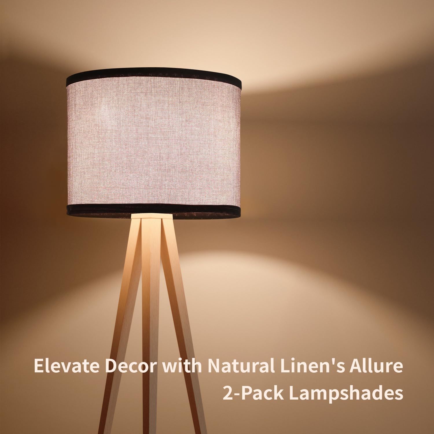 lampshades Set of 2, Drum Lamp Shades Set of 2, Lamp Shades for Table Lamps Easy Assembly Required Lamps Shades Natural Linen Fabric (Grey, 10"x10"x8")