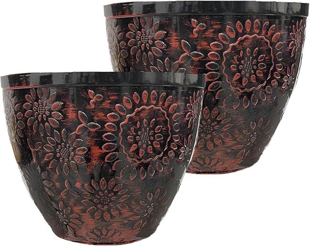 SG Traders Pack Of 2 X-Large Plastic Round Chengdu Garden Plant Pots Planter Indoor Outdoor Pots Top Diameter Flower Pots with Drainage Holes, Beautiful Planters for Your Garden Needs (30, 36, 40cm)