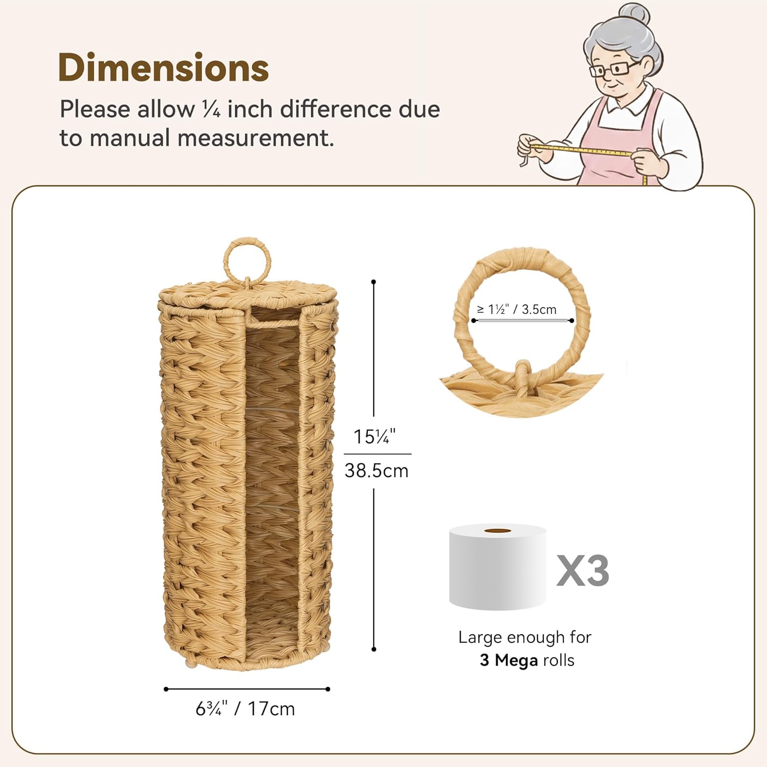 GRANNY SAYS Toilet Paper Storage Stand, Toilet Paper Holder Stand with Storage, Bathroom Tissue Holder, Freestanding Roll Stand, Waterproof Organizer for Bathroom - Image 7