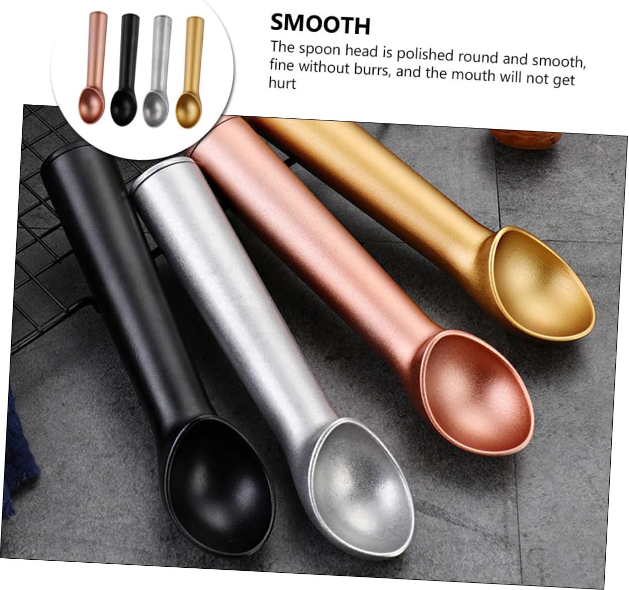 Zerodeko Ice Cream Scoop 4pcs Watermelon Scooper Fruit Spoons Mashing Potato Scoops Melon Ball Maker Non-Stick