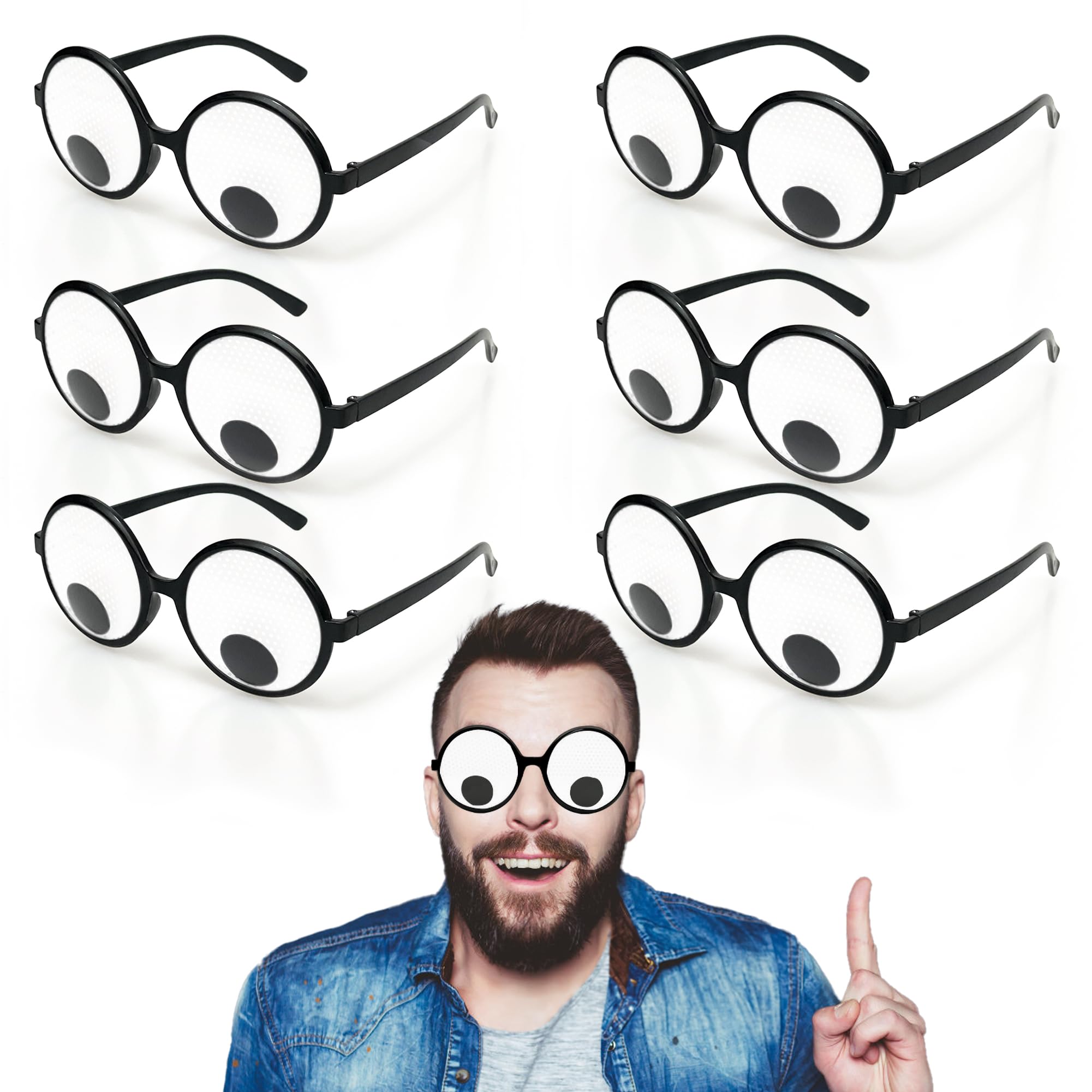 HOHAJIU Googly Eyes Glasses, Funny Glasses Pranks Toy, Novelty Shaking Giant Eye Glasses, Funny Costume Accessories for Dress Up Party, Halloween or