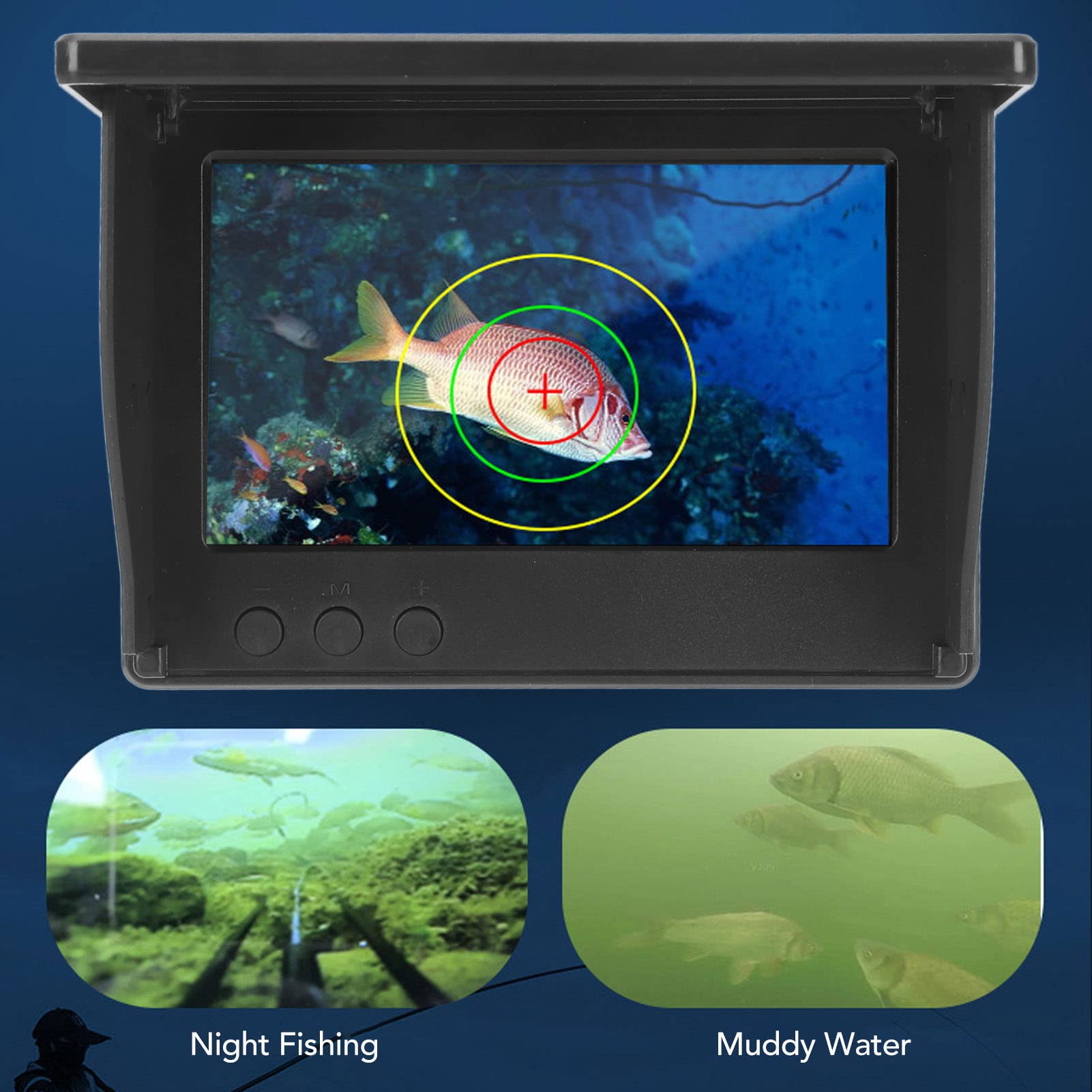 KAOLALI Sondeur De Peche Camera Sous Marine Peche, Moniteur 7 Pouces Fish Finder, Avec 5600 MAh Batterie, Carte Mémoire 32G, Vision Nocturne, 20 M Câble, Pour Pêche Sur Glace, En Lac Et