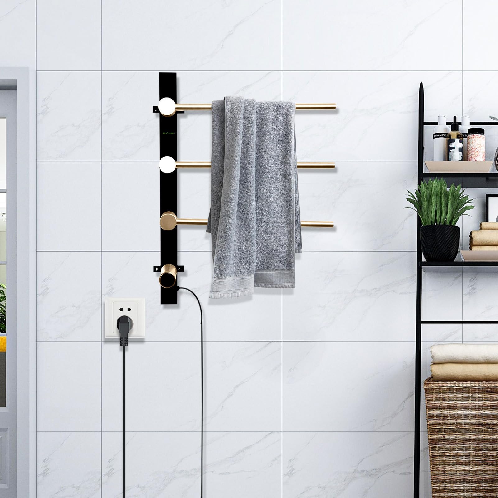 Electric Towel Rack - Wall Mounted Towel Warmer Rack,Adjustable Temperature Bathroom Towel Warmer with LED Display, Timer for Bathroom, Apartment